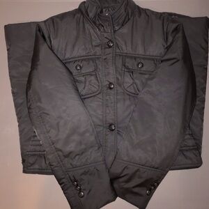 M Miss Color black lightweight button up puffer trench coat size medium